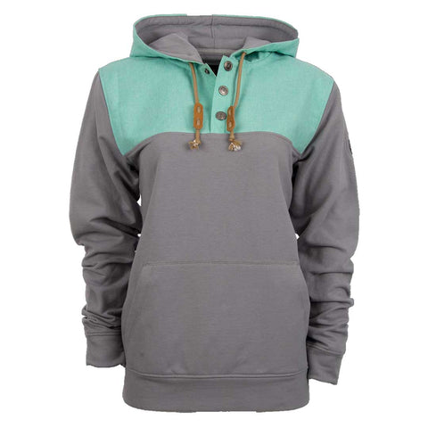 STS Ranchwear Ryland Hoodie Ladies Cotton Blend Three Button Turquoise/Grey