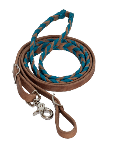 Turquoise Laced Harness Leather Barrel Rein