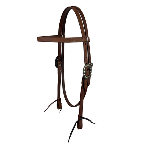 Oiled Harness Browband Headstall With Black Jack Buckle
