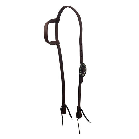 Oiled Harness Single Ear Headstall With Black Jack Buckle