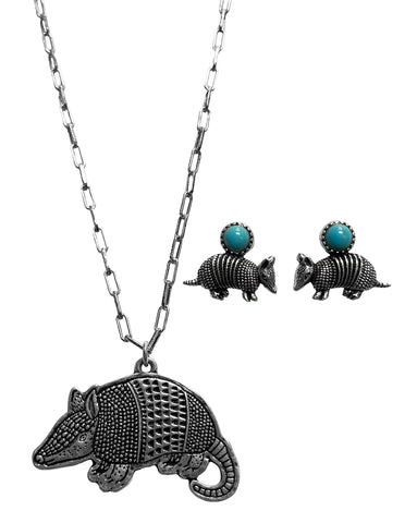 Armadillo Earrings and Necklace Set by Silver Strike