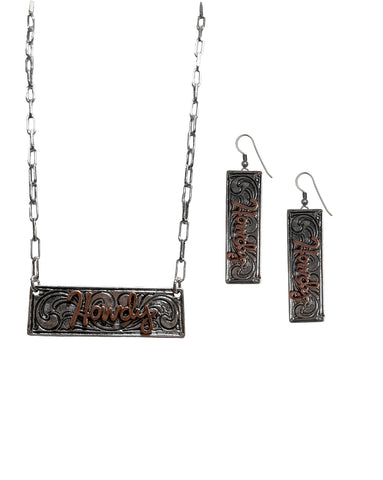 Howdy Earrings and Necklace Set by Silver Strike