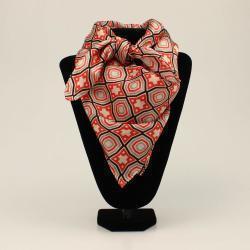 RED GEOMETRIC DESIGN SILK WILD RAG