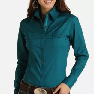 LADIES POPLIN SNAP SHIRT by PANHANDLE - Main Image