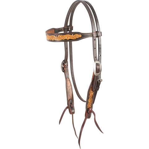 Browband Headstall with Dark Framed Scroll Tooling by Martin Saddlery