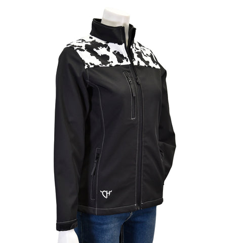 WOMEN'S COWPRINT ACCENT SOFTSHELL JACKET BY COWBOY HARDWARE