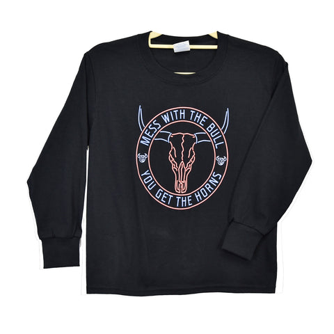 YOUTH MESS WITH BULL LONG SLEEVE TEE BY COWBOY HARDWARE