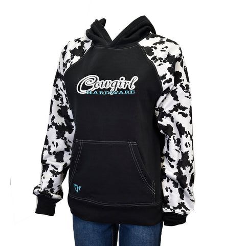 WOMEN'S BLACK COWPRINT HOODY BY COWGIRL HARDWARE