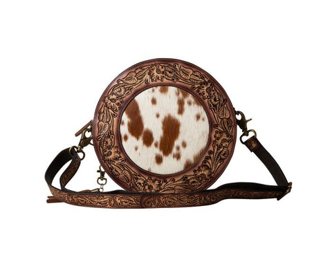 Classic Country Hand-Tooled Round Bag by Myra Bag