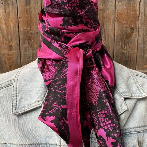 35X35" Hot Pink & Black Lace Wild Rag
