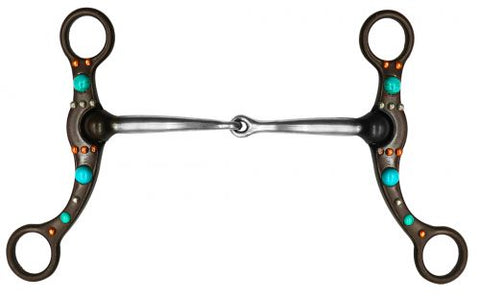 Short Shank Snaffle Bit with Copper and Turquoise