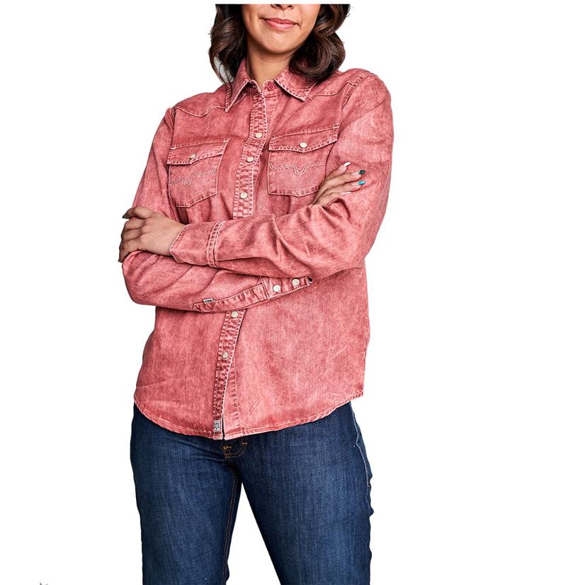Dark Red KC Tencel Button Up by Kimes Ranch – Block Saddle Company, LLC