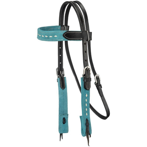 TURQUOISE SUEDE BUCKSTITCH PONY HEADSTALL
