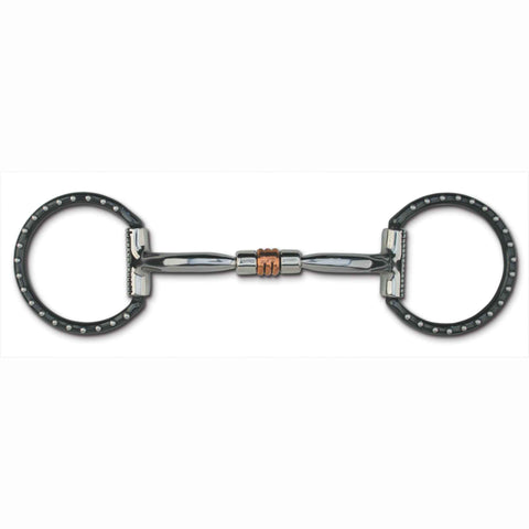 Myler Black Western Dee with Stainless Steel dots, Sweet Iron Comfort Snaffle with Copper Roller MB 03
