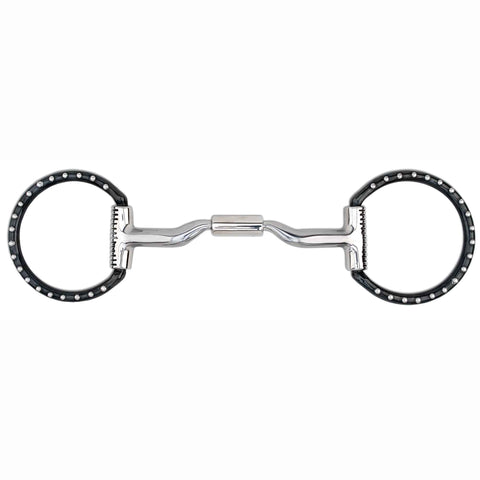 Myler Black Western Dee with Stainless Steel dots, Sweet Iron Low Port Comfort Snaffle MB 04