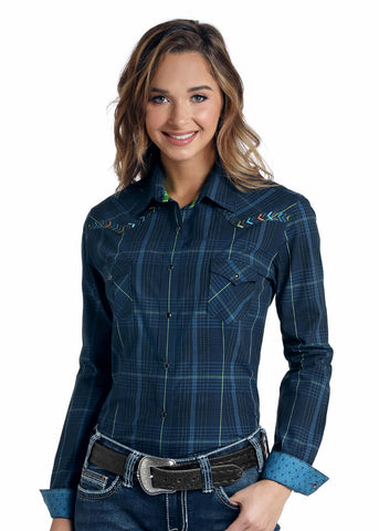 LADIES EMBROIDERED BUTTON DOWN BY PANHANDLE
