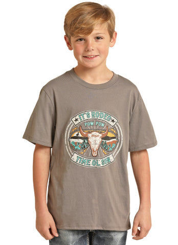 BOYS DALE BRISBY GREY RODEO TIME GRAPHIC TEE