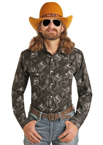 Dale Brisby Aztec Bullrider Pearl Snap by Rock and Roll Denim