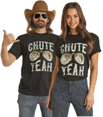 DALE BRISBY CHUTE YEAH GRAPHIC BLACK TEE