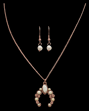 IVORY & COPPER SQUASH BLOSSOM NECKLACE SET BY  SILVER STRIKE