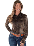 Cowgirl Tuff Pullover Button Up Gold Shimmer