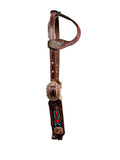 Double J Brown Vintage Tooled Single Ear Headstall