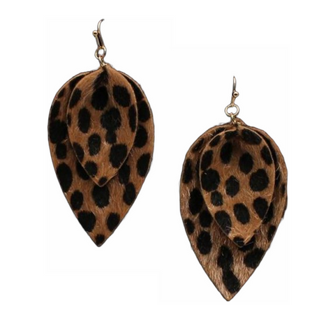 Blazin Roxx Blazin Roxx Double Leaf Leopard Earrings