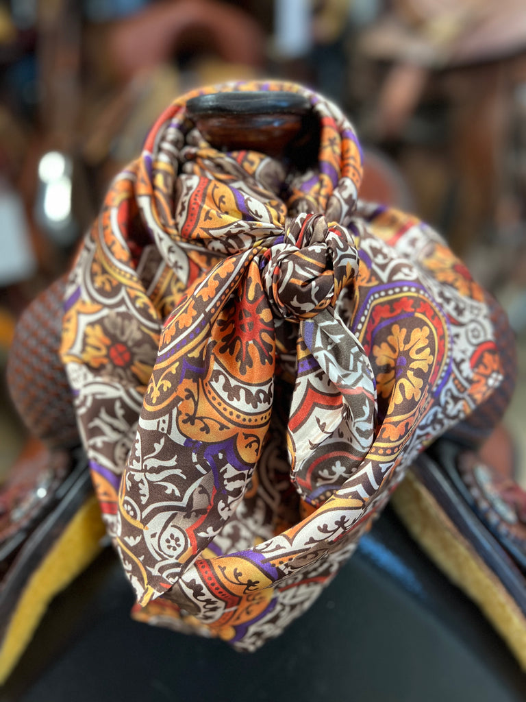 Brown Floral Wild Rag – Block Saddle Company, LLC