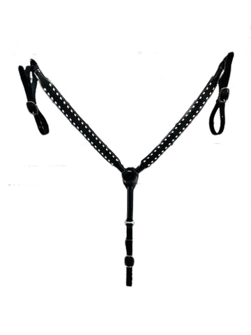 Double J Black Rough Out Buck Stitched Breast Collar