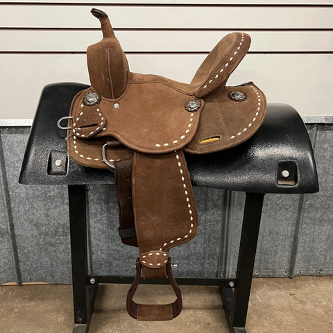 STRATFORD SUEDE YOUTH BARREL SADDLE BY KING SERIES