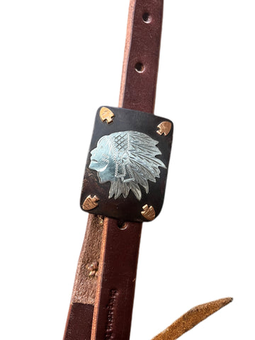 Cowperson Slit Ear Headstall With Concho Buckle