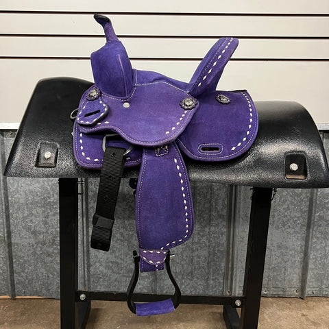 STRATFORD PURPLE SUEDE YOUTH BARREL SADDLE BY KING SERIES