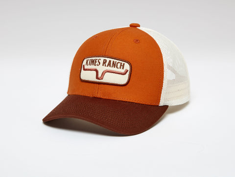 BURNT ORANGE ROLLING TRUCKER CAP by Kimes Ranch